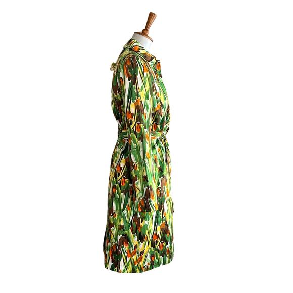 Rare Y2K Milly Abstract Floral Lightweight Belted Trench Coat, Size 6 - Picture 3 of 8